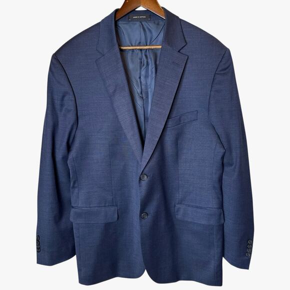 Kenneth Cole Men's Wool Slim Fit Two Button Navy Blazer size 44R - Picture 1 of 6